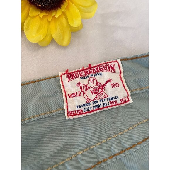 Y2K True Religion Joey Short Big Row 27" Waist USA Made Jeans - Picture 4 of 8